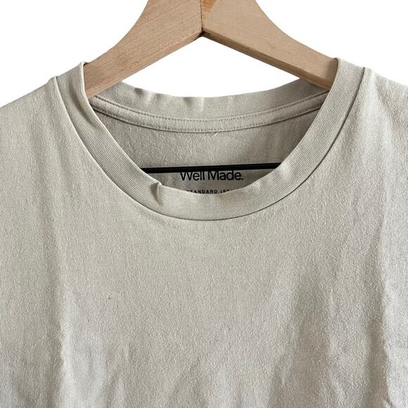 Well Made Beige Tan Crew Neck Basic T-shirt Men’s size Small - Picture 3 of 7